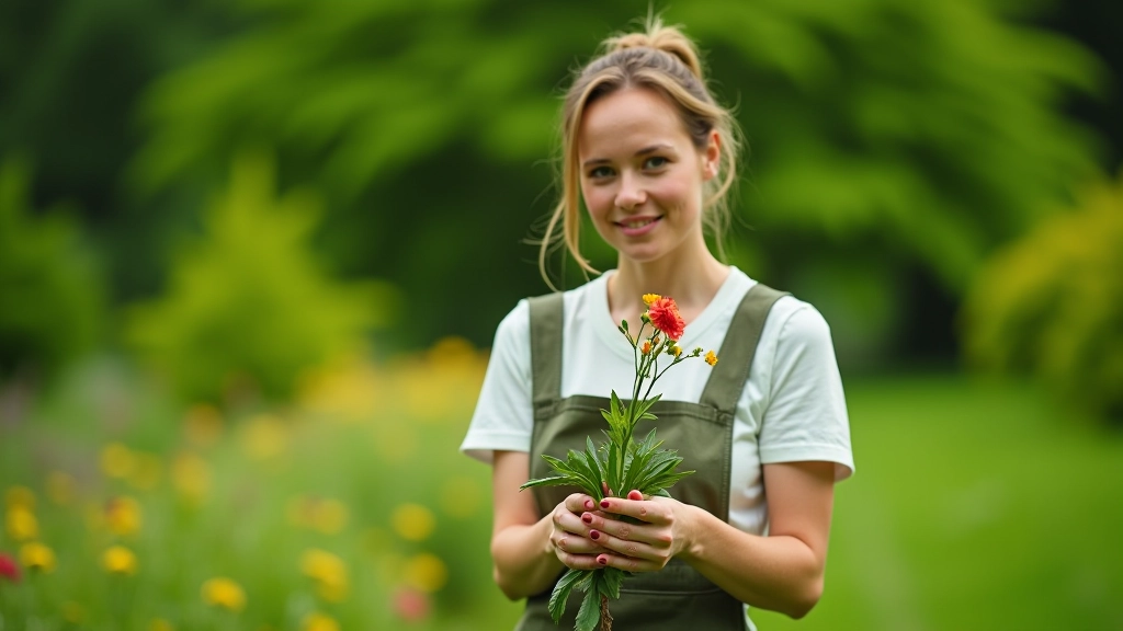 Didelės rankos laiko augalą su žiedais, botaniko naudojanti nuotraukų parinktį augalo atpažinimui